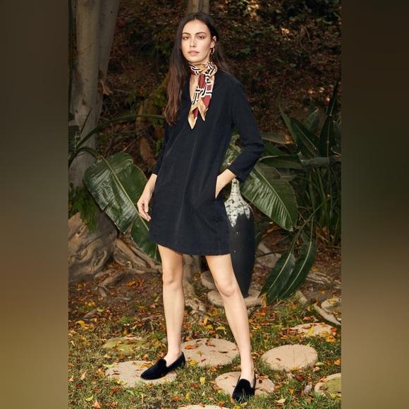 Velvet Gram & Spencer Lana Corduroy Shirt Dress Long Sleeves Mini Black - Picture 5 of 14